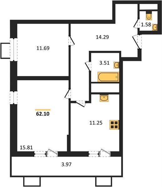 Фото №1: 2-комнатная квартира 63 м² - Знаменский, Карасунский внутригородской округ, мкр. Родные Просторы