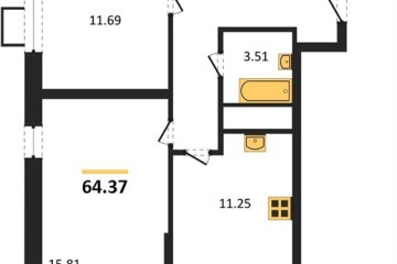 Фото №1: 2-комнатная квартира 64 м² - Знаменский, мкр. Родные Просторы, 