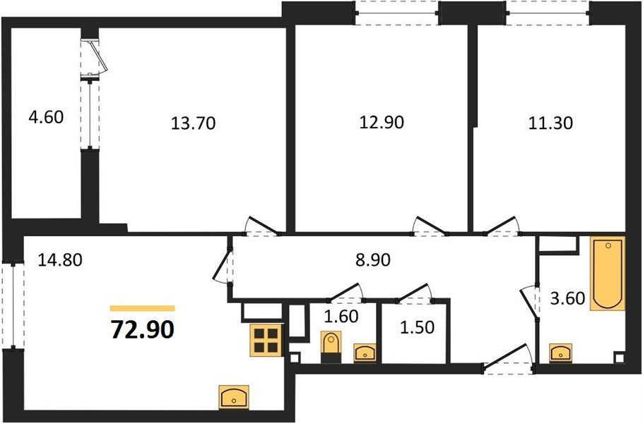 Фото №1: 3-комнатная квартира 72 м² - Краснодар, Прикубанский внутригородской округ, мкр. жилой комплекс Самолёт-6, ул. Ивана Беличенко, 92