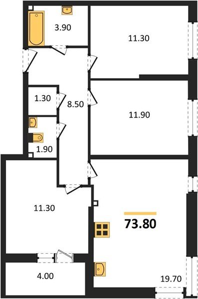 Фото №1: 3-комнатная квартира 73 м² - Краснодар, жилой комплекс Самолёт-6, мкр. Прикубанский внутригородской округ, ул. Ивана Беличенко, 92к4