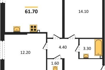 Фото №1: 2-комнатная квартира 61 м² - Краснодар, мкр. Прикубанский внутригородской округ, ул. Ивана Беличенко, 92к4