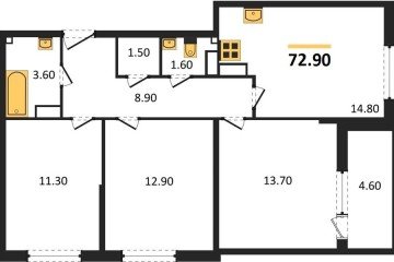Фото №1: 3-комнатная квартира 72 м² - Краснодар, мкр. Прикубанский внутригородской округ, ул. Ивана Беличенко, 92к4