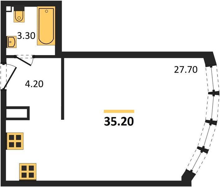 Фото №1: Студия 35 м² - Краснодар, жилой комплекс Самолёт-6, ул. Ивана Беличенко, 92к4