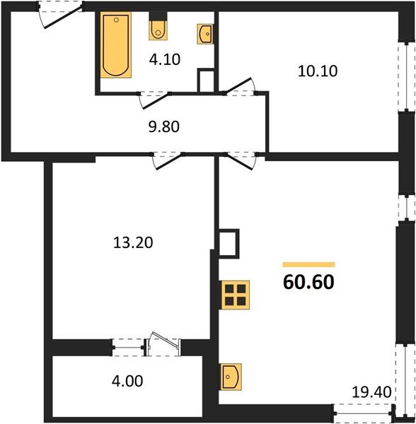 Фото №1: 2-комнатная квартира 60 м² - Краснодар, жилой комплекс Самолёт-6, мкр. Прикубанский внутригородской округ, ул. Ивана Беличенко, 92к4