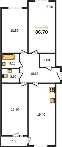 Фото №1: 3-комнатная квартира 86 м² - Краснодар, жилой комплекс Самолёт-6, мкр. Прикубанский внутригородской округ, ул. Ивана Беличенко, 92к4