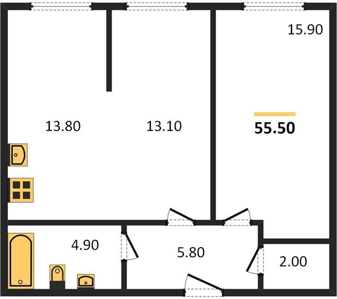Фото №1: 1-комнатная квартира 55 м² - Краснодар, жилой комплекс Самолёт-6, мкр. Прикубанский внутригородской округ, ул. Ивана Беличенко, 92к4
