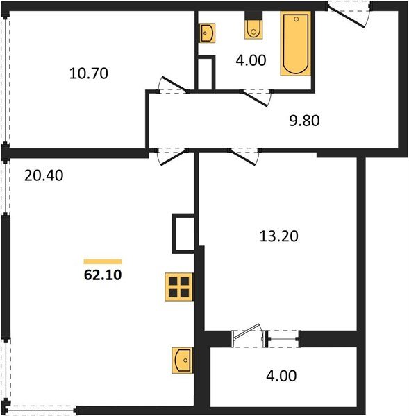 Фото №1: 2-комнатная квартира 62 м² - Краснодар, Прикубанский внутригородской округ, мкр. жилой комплекс Самолёт-6, ул. Ивана Беличенко, 92к5