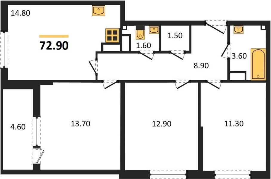 Фото №1: 3-комнатная квартира 72 м² - Краснодар, Прикубанский внутригородской округ, мкр. жилой комплекс Самолёт-6, ул. Ивана Беличенко, 92к5