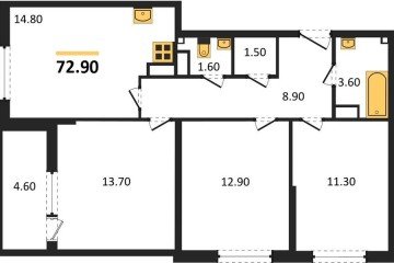 Фото №1: 3-комнатная квартира 72 м² - Краснодар, мкр. жилой комплекс Самолёт-6, ул. Ивана Беличенко, 92к5