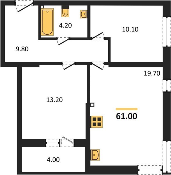 Фото №1: 2-комнатная квартира 61 м² - Краснодар, Прикубанский внутригородской округ, мкр. жилой комплекс Самолёт-6, ул. Ивана Беличенко, 92к5