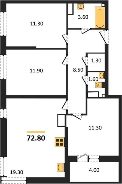 Фото №1: 3-комнатная квартира 72 м² - Краснодар, Прикубанский внутригородской округ, мкр. жилой комплекс Самолёт-6, ул. Ивана Беличенко, 92к5