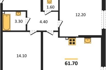 Фото №1: 2-комнатная квартира 61 м² - Краснодар, мкр. жилой комплекс Самолёт-6, ул. Ивана Беличенко, 90к1