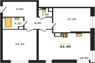 Фото №1: 2-комнатная квартира 61 м² - Краснодар, мкр. жилой комплекс Самолёт-6, ул. Ивана Беличенко, 90к1