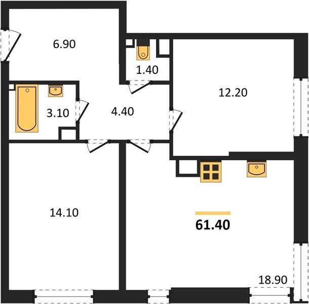 Фото №1: 2-комнатная квартира 61 м² - Краснодар, Прикубанский внутригородской округ, мкр. жилой комплекс Самолёт-6, ул. Ивана Беличенко, 90к1