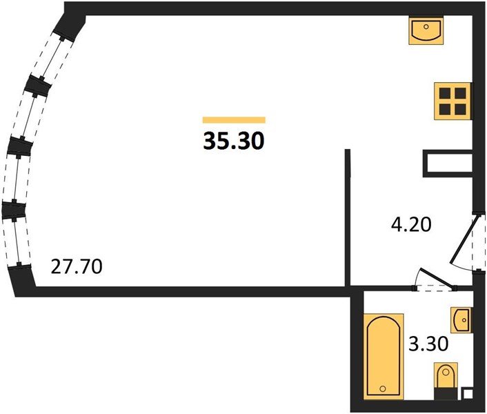 Фото №1: Студия 35 м² - Краснодар, жилой комплекс Самолёт-6, ул. Ивана Беличенко, 90к1