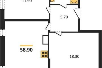 Фото №1: 2-комнатная квартира 58 м² - Краснодар, мкр. жилой комплекс Самолёт-6, ул. Ивана Беличенко, 90к1