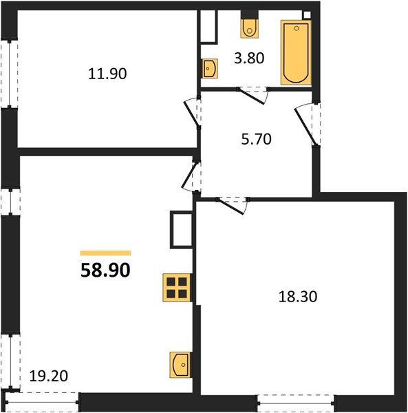 Фото №1: 2-комнатная квартира 58 м² - Краснодар, Прикубанский внутригородской округ, мкр. жилой комплекс Самолёт-6, ул. Ивана Беличенко, 90к1