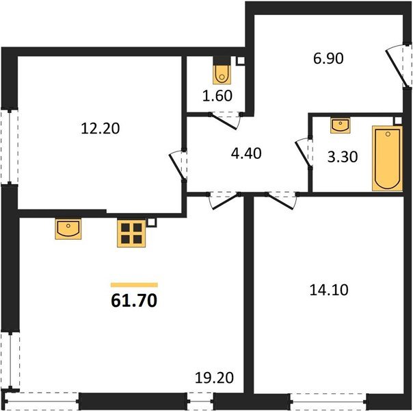 Фото №1: 2-комнатная квартира 61 м² - Краснодар, жилой комплекс Самолёт-6, мкр. Прикубанский внутригородской округ