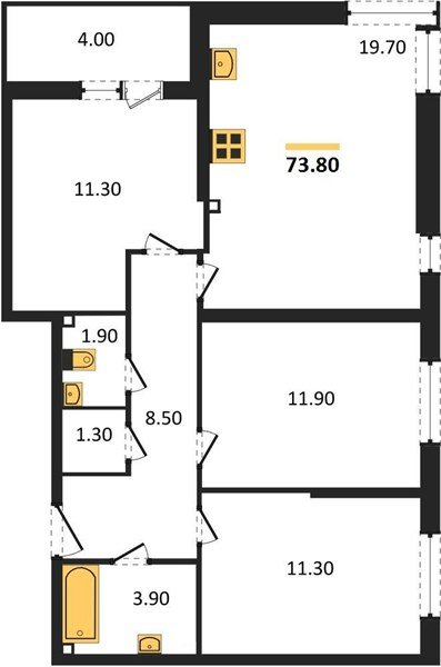Фото №1: 3-комнатная квартира 73 м² - Краснодар, жилой комплекс Самолёт-6, мкр. Прикубанский внутригородской округ