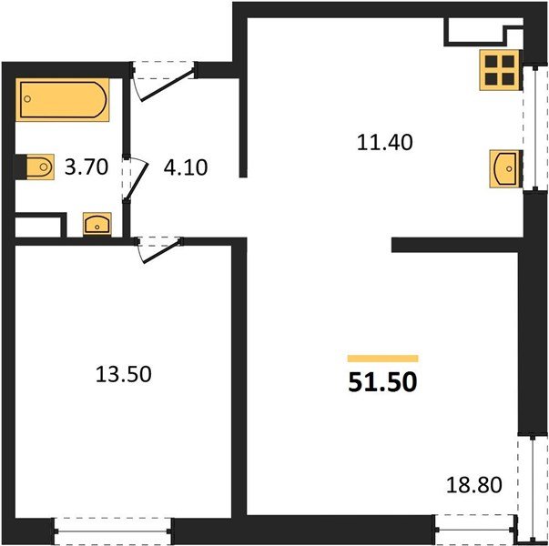 Фото №1: 2-комнатная квартира 51 м² - Краснодар, жилой комплекс Самолёт-6, мкр. Прикубанский внутригородской округ