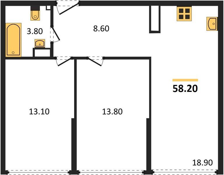 Фото №1: 2-комнатная квартира 58 м² - Краснодар, жилой комплекс Самолёт-6, мкр. Прикубанский внутригородской округ