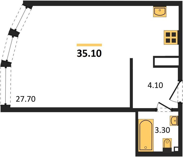 Фото №1: Студия 35 м² - Краснодар, жилой комплекс Самолёт-6, мкр. Прикубанский внутригородской округ