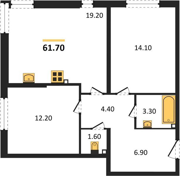 Фото №1: 2-комнатная квартира 61 м² - Краснодар, Прикубанский внутригородской округ, мкр. жилой комплекс Самолёт-6, ул. Ивана Беличенко, 90к2