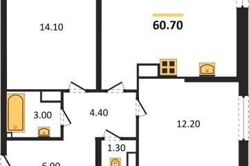 Фото №1: 2-комнатная квартира 60 м² - Краснодар, мкр. жилой комплекс Самолёт-6, ул. Ивана Беличенко, 90к2