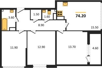 Фото №1: 3-комнатная квартира 74 м² - Краснодар, мкр. жилой комплекс Самолёт-6, ул. Ивана Беличенко, 90к2