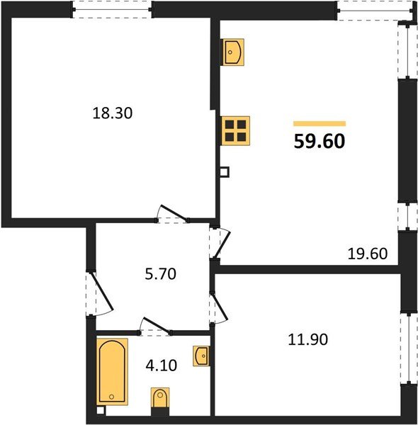 Фото №1: 2-комнатная квартира 59 м² - Краснодар, Прикубанский внутригородской округ, мкр. жилой комплекс Самолёт-6, ул. Ивана Беличенко, 90к2