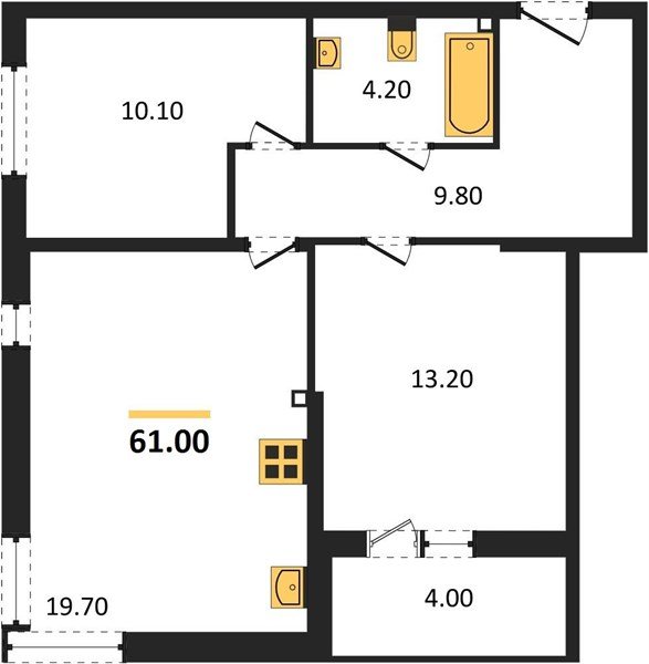 Фото №1: 2-комнатная квартира 61 м² - Краснодар, Прикубанский внутригородской округ, мкр. жилой комплекс Самолёт-6, ул. Ивана Беличенко, 90к3