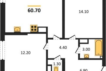 Фото №1: 2-комнатная квартира 60 м² - Краснодар, мкр. жилой комплекс Самолёт-6, ул. Ивана Беличенко, 90к3