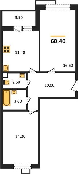 Фото №1: 2-комнатная квартира 60 м² - Краснодар, Прикубанский внутригородской округ, мкр. жилой комплекс Спортивная Деревня