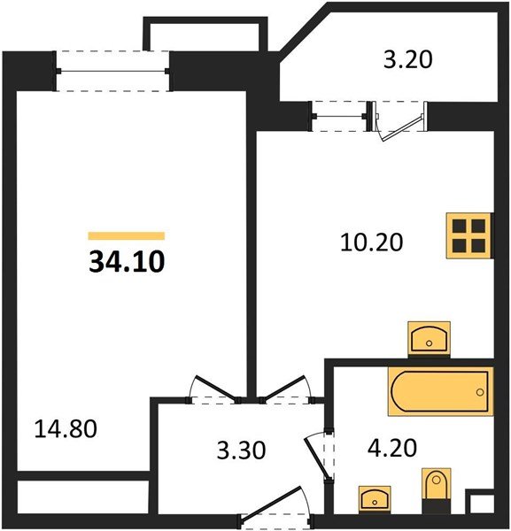Фото №1: 1-комнатная квартира 34 м² - Краснодар, Прикубанский внутригородской округ, мкр. жилой комплекс Спортивная Деревня