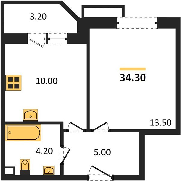 Фото №1: 1-комнатная квартира 34 м² - Краснодар, Прикубанский внутригородской округ, мкр. жилой комплекс Спортивная Деревня