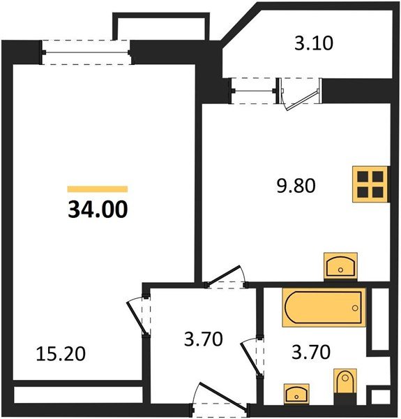 Фото №1: 1-комнатная квартира 34 м² - Краснодар, жилой комплекс Спортивная Деревня, мкр. Прикубанский внутригородской округ