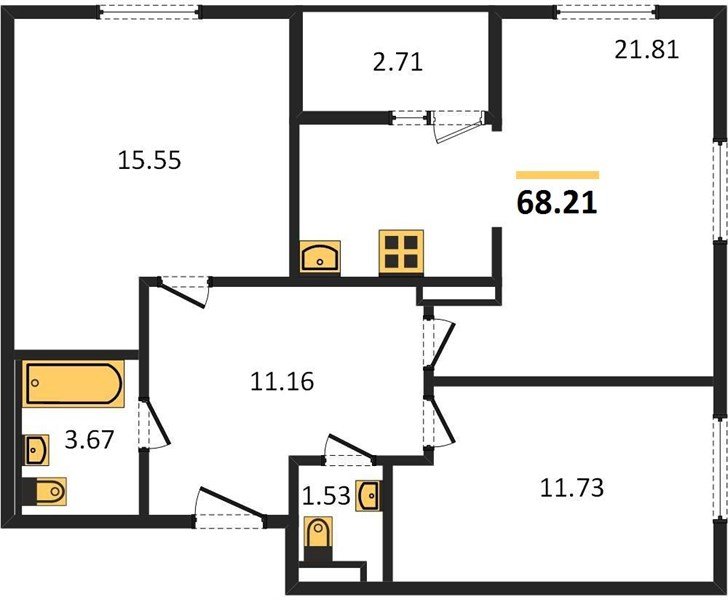 Фото №1: 2-комнатная квартира 68 м² - Краснодар, Прикубанский внутригородской округ, мкр. жилой комплекс Событие