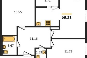 Фото №1: 2-комнатная квартира 68 м² - Краснодар, мкр. жилой комплекс Событие, 