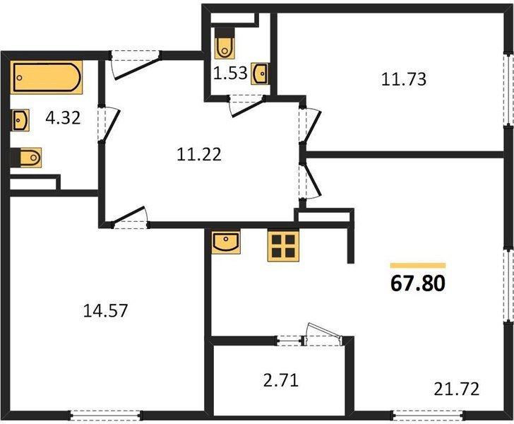 Фото №1: 2-комнатная квартира 67 м² - Краснодар, жилой комплекс Событие, 
