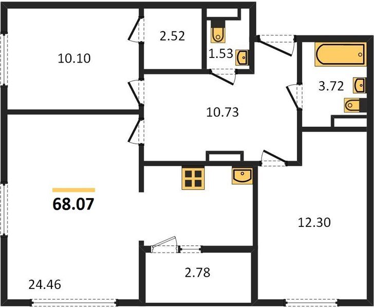Фото №1: 2-комнатная квартира 68 м² - Краснодар, Прикубанский внутригородской округ, мкр. жилой комплекс Событие