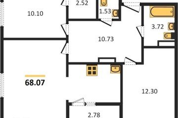 Фото №1: 2-комнатная квартира 68 м² - Краснодар, мкр. жилой комплекс Событие, 