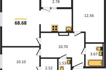Фото №1: 2-комнатная квартира 68 м² - Краснодар, мкр. жилой комплекс Событие, 