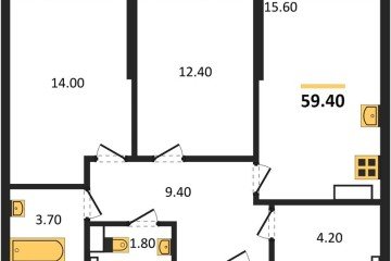 Фото №1: 2-комнатная квартира 59 м² - Краснодар, мкр. Догма Парк, ул. Марины Цветаевой, 7