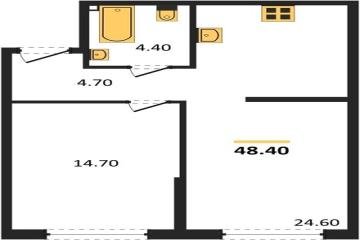 Фото №1: 1-комнатная квартира 48 м² - Краснодар, мкр. Догма Парк, ул. Марины Цветаевой, 7к3