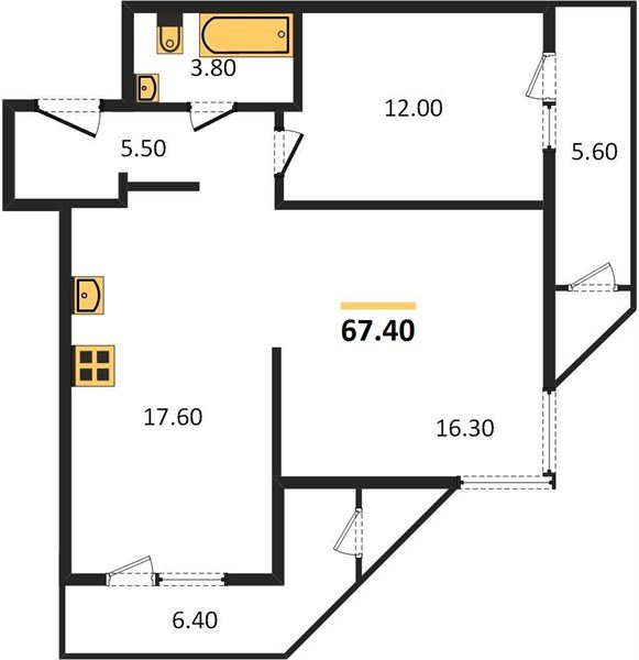 Фото №1: 2-комнатная квартира 67 м² - Краснодар, ЖК Рекорд, Карасунский внутригородской округ, Центральный внутригородской округ, Черёмушки, мкр. жилой комплекс Рекорд