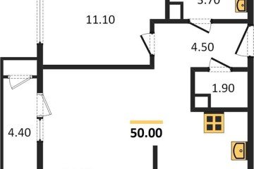 Фото №1: 1-комнатная квартира 50 м² - Краснодар, мкр. жилой комплекс Рекорд, 