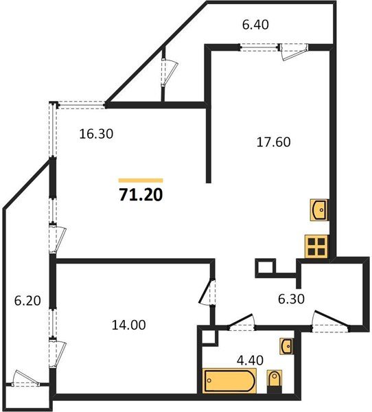 Фото №1: 2-комнатная квартира 71 м² - Краснодар, ЖК Рекорд, Карасунский внутригородской округ, Центральный внутригородской округ, Черёмушки, мкр. жилой комплекс Рекорд