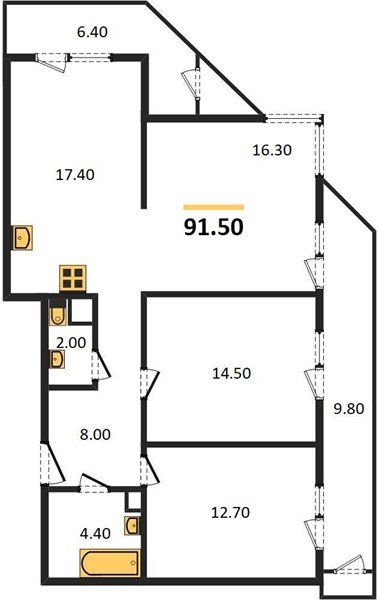 Фото №1: 3-комнатная квартира 91 м² - Краснодар, ЖК Рекорд, Карасунский внутригородской округ, Центральный внутригородской округ, Черёмушки, мкр. жилой комплекс Рекорд