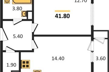 Фото №1: 1-комнатная квартира 41 м² - Краснодар, мкр. жилой комплекс Рекорд, 