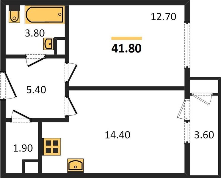 Фото №1: 1-комнатная квартира 41 м² - Краснодар, ЖК Рекорд, Карасунский внутригородской округ, Центральный внутригородской округ, Черёмушки, мкр. жилой комплекс Рекорд